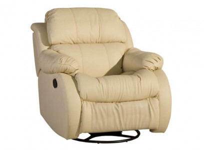 Armchair Genuine Swivel Beige Seat TV Lounge Club Single Chair Furniture Upholstery New